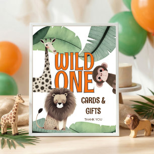 Printable Wild One Safari Cards Gifts 1st Birthday Poster