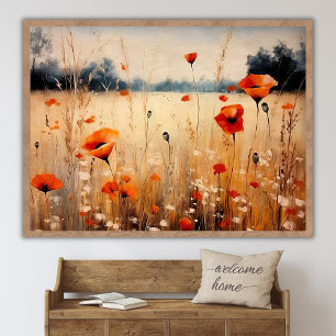 Printable Wildflower Field Landscape Oil Painting, Poster