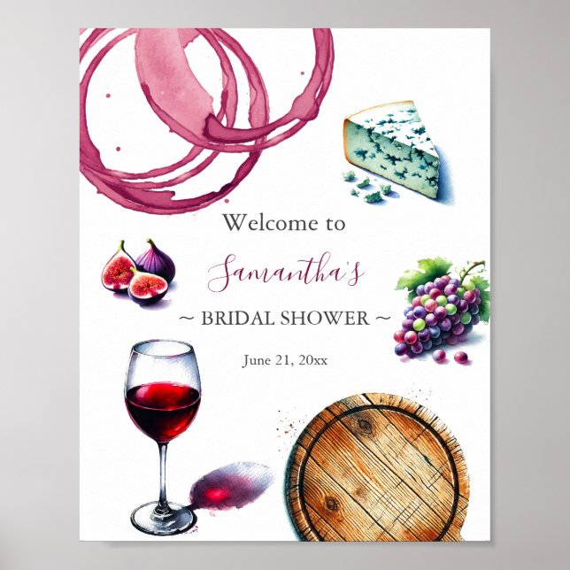 Printable Wine & Cheese Bridal Shower Welcome Sign (Front)