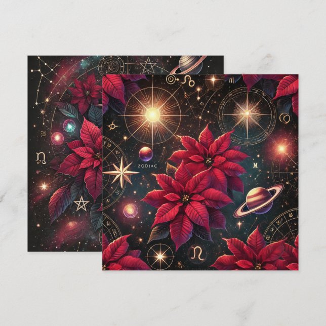 Printable Witchy Celestial Poinsettia Scrapbook Invitation (Front/Back)