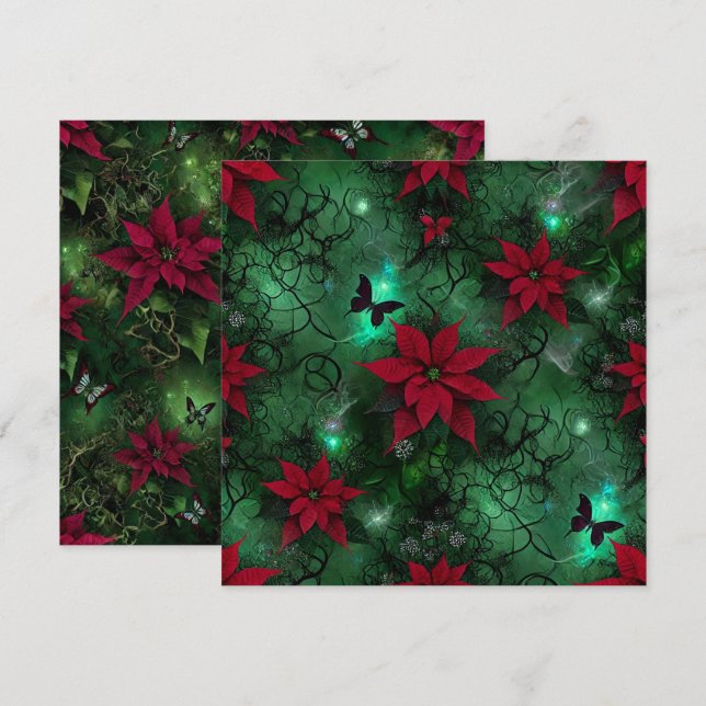 Printable Witchy Magic Forest Poinsettia Scrapbook Invitation (Front/Back)