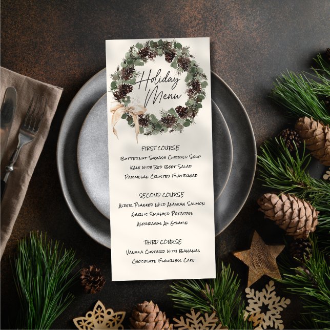 Printable Wreath Holiday Menu Invitation (Creator Uploaded)