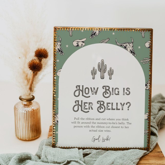 Printed 8x10 Western How Big is Her Belly Sign (Creator Uploaded)