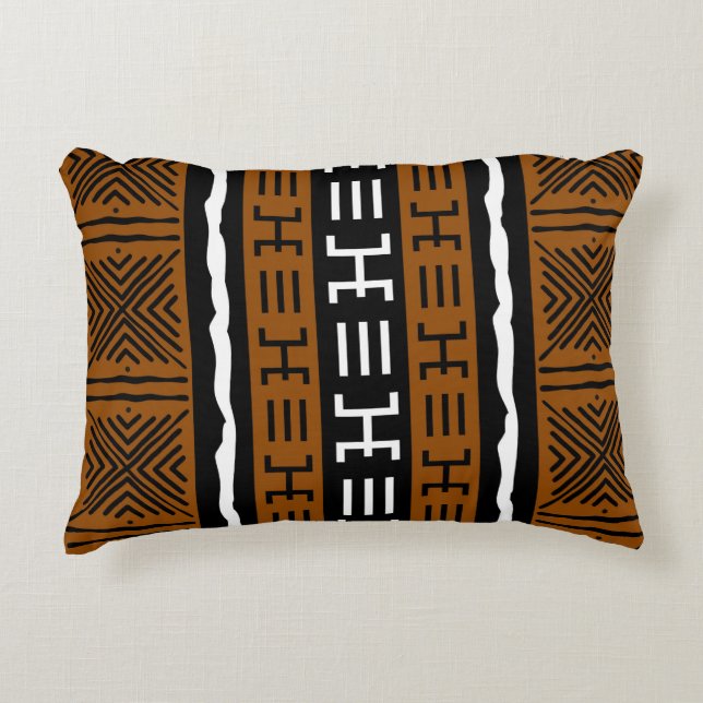 Printed African Mud Cloth Design Tote Bag Decorative Cushion (Front)