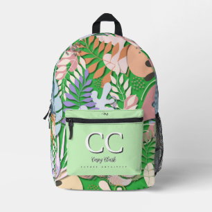 Printed Backpack : Abstract Leaves (green)