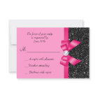 Printed Black Sequins and Hot Pink Bow RSVP