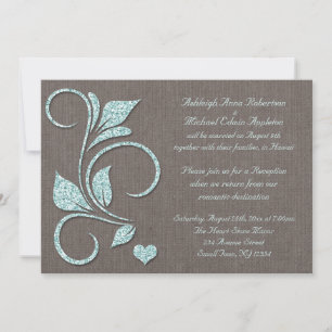 Printed Blue Glitter Rustic Reception ONLY Invitation
