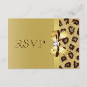 Printed Bow, Diamond & Leopard Print RSVP Card