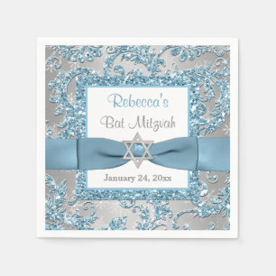 PRINTED Bow, Winter Wonderland Bat Mitzvah Napkins