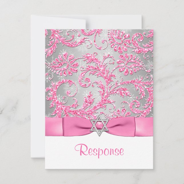 PRINTED BOW - Winter Wonderland Bat Mitzvah RSVP (Front)