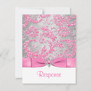 PRINTED BOW - Winter Wonderland Bat Mitzvah RSVP Card