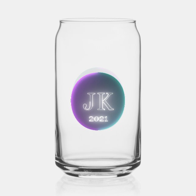 Printed Can Glass JK 2021 Pink Teal Logo (Front)