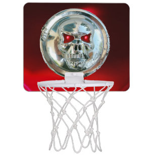 PRINTED CHROME SKULL Red  Ruby Gems Mini Basketball Hoop