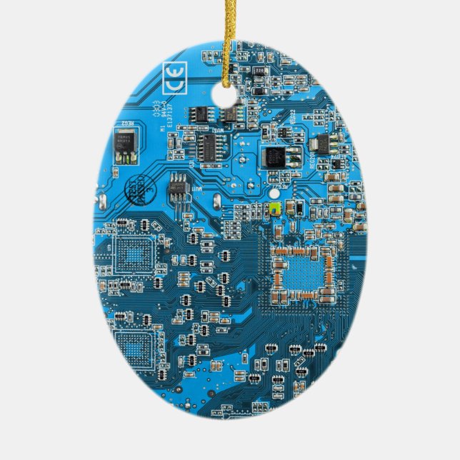 Printed Circuit Assembly PCB Blue Circuit Board Ceramic Tree Decoration (Front)