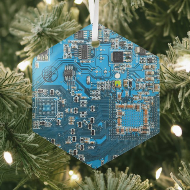Printed Circuit Assembly PCB Blue Circuit Board Glass Tree Decoration (Insitu)