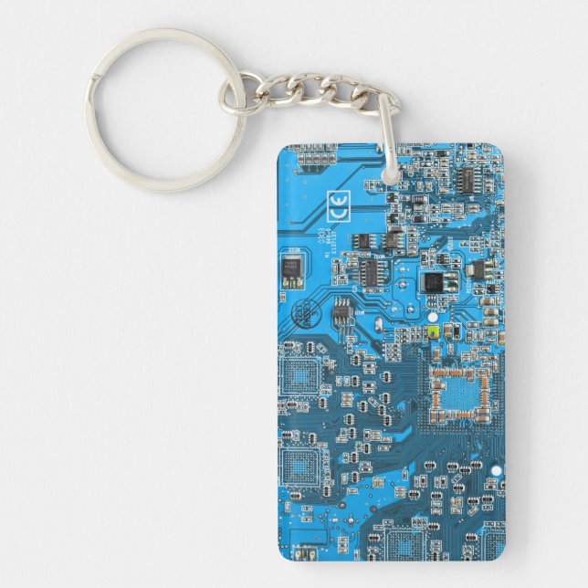 Printed Circuit Assembly PCB Blue Circuit Board Key Ring (Front)