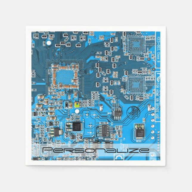 Printed Circuit Assembly PCB Blue Circuit Board Napkin (Front)