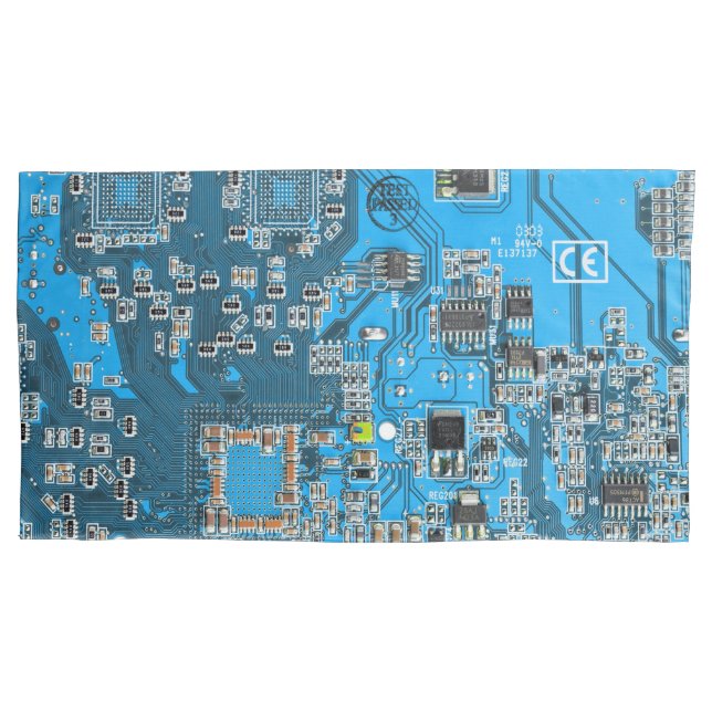 Printed Circuit Assembly PCB Blue Circuit Board Pillowcase (Front-Left)