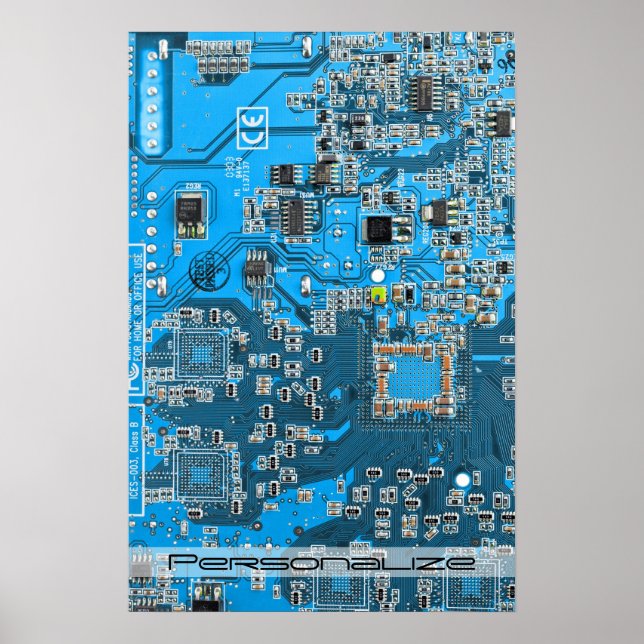 Printed Circuit Assembly PCB Blue Circuit Board Poster (Front)