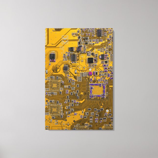 Printed Circuit Assembly PCB Circuit Board Orange Canvas Print (Front)