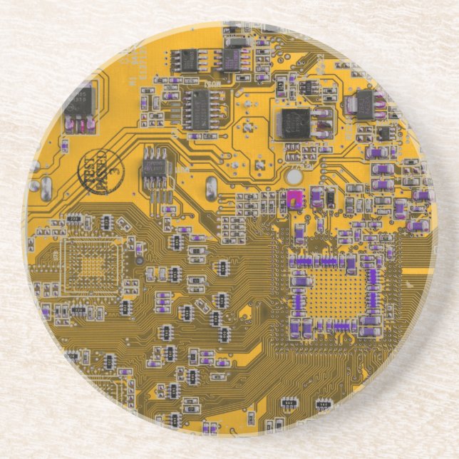 Printed Circuit Assembly PCB Circuit Board Orange Coaster (Front)