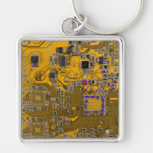 Printed Circuit Assembly PCB Circuit Board Orange Key Ring