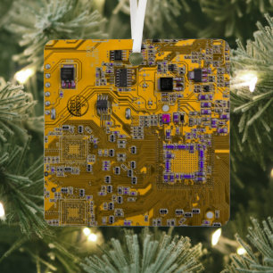 Printed Circuit Assembly PCB Circuit Board Orange Metal Tree Decoration