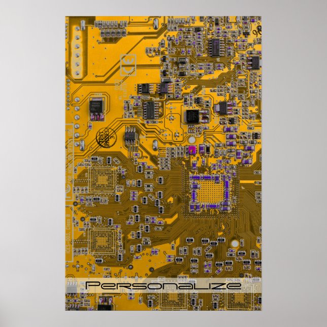 Printed Circuit Assembly PCB Circuit Board Orange Poster (Front)