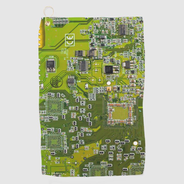 Printed Circuit Assembly PCB Green Circuit Board 2 Golf Towel (Front)