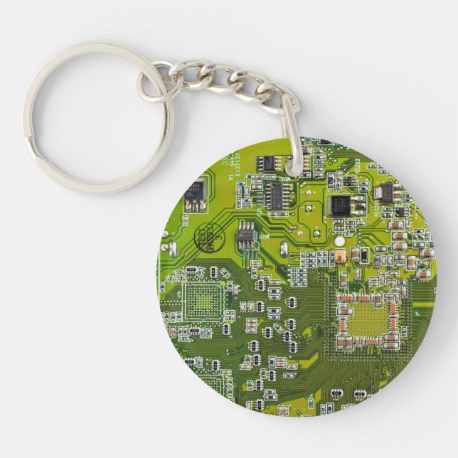 Printed Circuit Assembly PCB Green Circuit Board 2 Key Ring (Front)