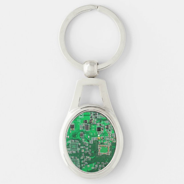 Printed Circuit Assembly PCB Green Circuit Board Key Ring (Front)
