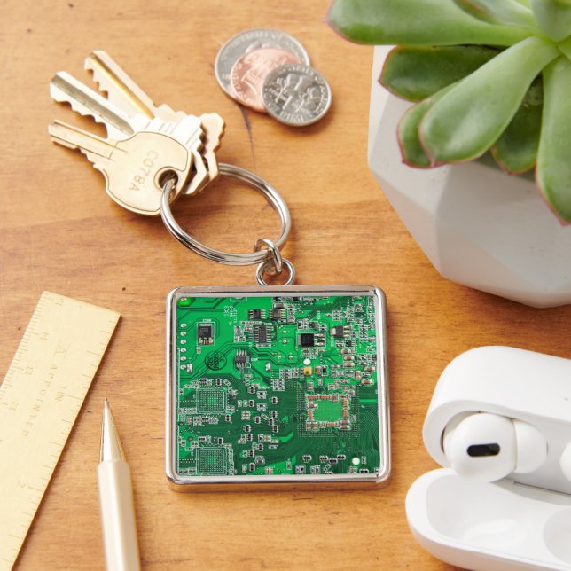 Printed Circuit Assembly PCB Green Circuit Board Key Ring (Desk)