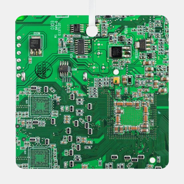 Printed Circuit Assembly PCB Green Circuit Board Metal Tree Decoration (Front)