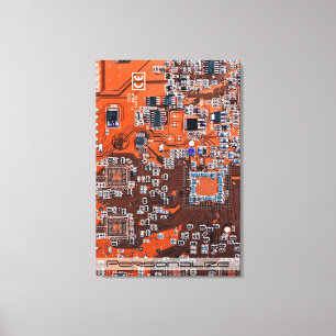 Printed Circuit Assembly PCB Orange Circuit Board Canvas Print
