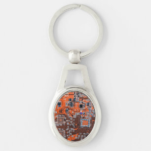 Printed Circuit Assembly PCB Orange Circuit Board Key Ring