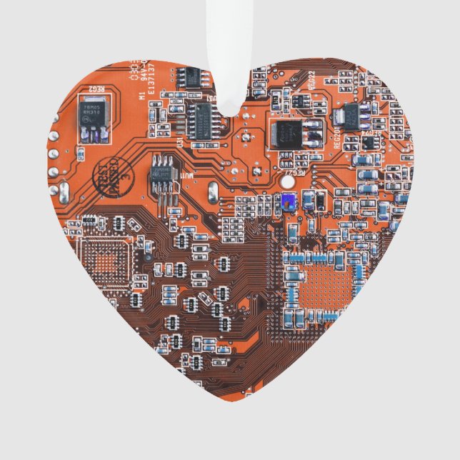 Printed Circuit Assembly PCB Orange Circuit Board Ornament (Front)