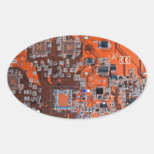 Printed Circuit Assembly PCB Orange Circuit Board Oval Sticker