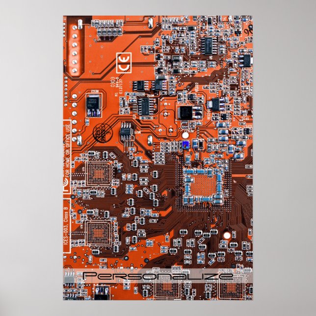 Printed Circuit Assembly PCB Orange Circuit Board Poster (Front)