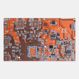 Printed Circuit Assembly PCB Orange Circuit Board Rectangular Sticker