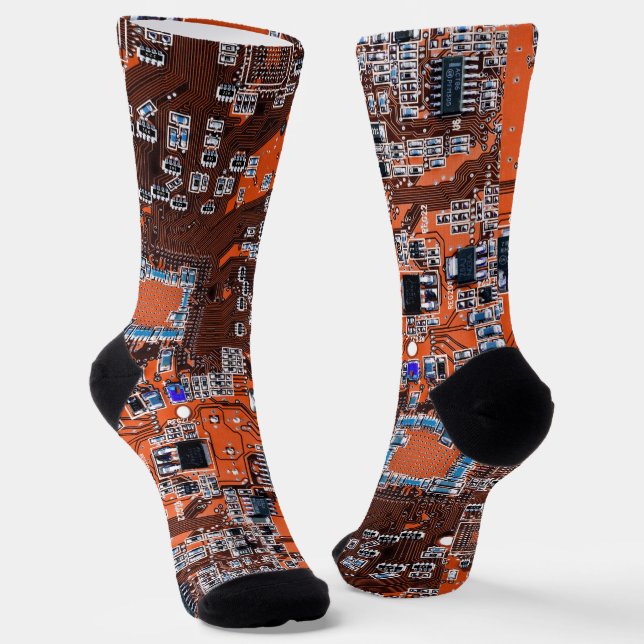 Printed Circuit Assembly PCB Orange Circuit Board Socks (Angled)