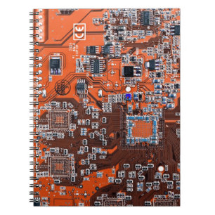 Printed Circuit Assembly PCB Orange Circuit Board Spiral Notebook