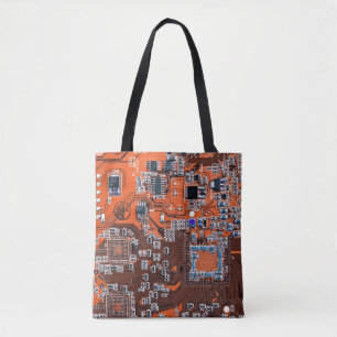 Printed Circuit Assembly PCB Orange Circuit Board Tote Bag