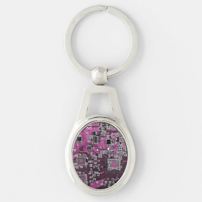 Printed Circuit Assembly PCB Purple Circuit Board Key Ring (Front)