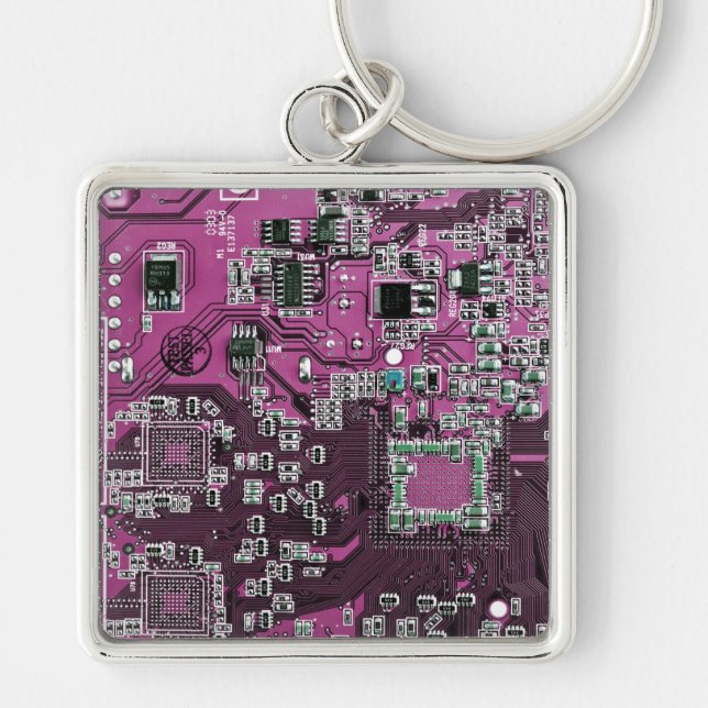 Printed Circuit Assembly PCB Purple Circuit Board Key Ring (Front)