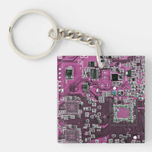 Printed Circuit Assembly PCB Purple Circuit Board Key Ring