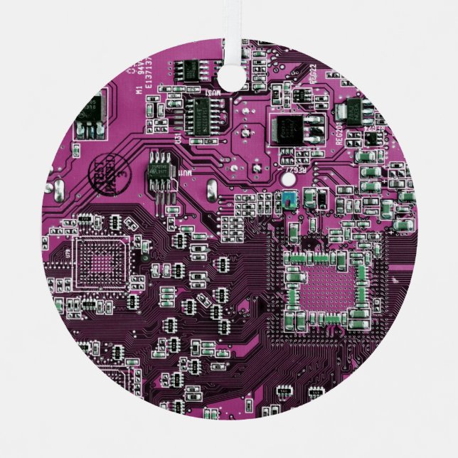 Printed Circuit Assembly PCB Purple Circuit Board Metal Tree Decoration (Front)