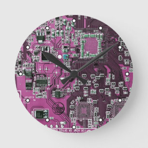 Printed Circuit Assembly PCB Purple Circuit Board Round Clock