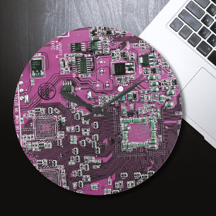 Printed Circuit Assembly PCB Purple Circuit Board Round Clock