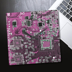 Printed Circuit Assembly PCB Purple Circuit Board Square Wall Clock