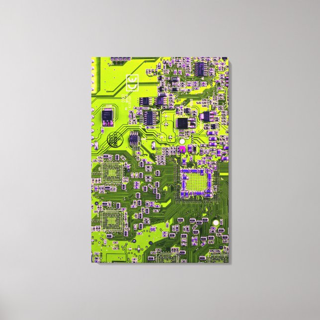 Printed Circuit Assembly PCB Yellow Circuit Board Canvas Print (Front)